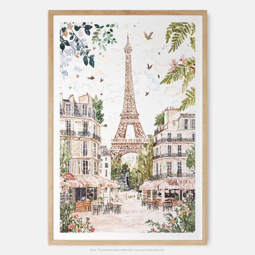 01 - Paris Eiffel Tower Soft Watercolor Art Print - Main - Vertical.jpg