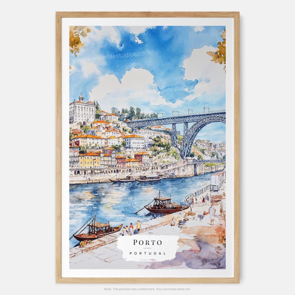 01 - Porto Ribeira with Dom Luis Bridge Watercolor Art Print - Main - Vertical.jpg 01 - Porto Ribeira with Dom Luis Bridge Watercolor Art Print - Main - Vertical.jpg