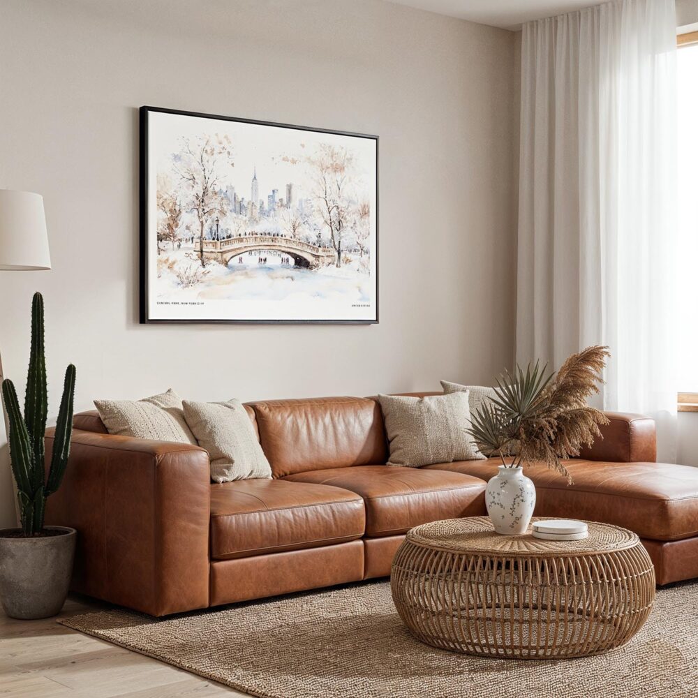 02 - 01 - Framed New York Central Park in Winter Watercolor - Horizontal Canvas Print - Boho Living Room.jpg 02 - 01 - Framed New York Central Park in Winter Watercolor - Horizontal Canvas Print - Boho Living Room.jpg