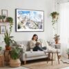 02 - 02 - Framed Turkey Cappadocia Watercolor - Horizontal Canvas Print - Boho Living Room with Woman reading.jpg
