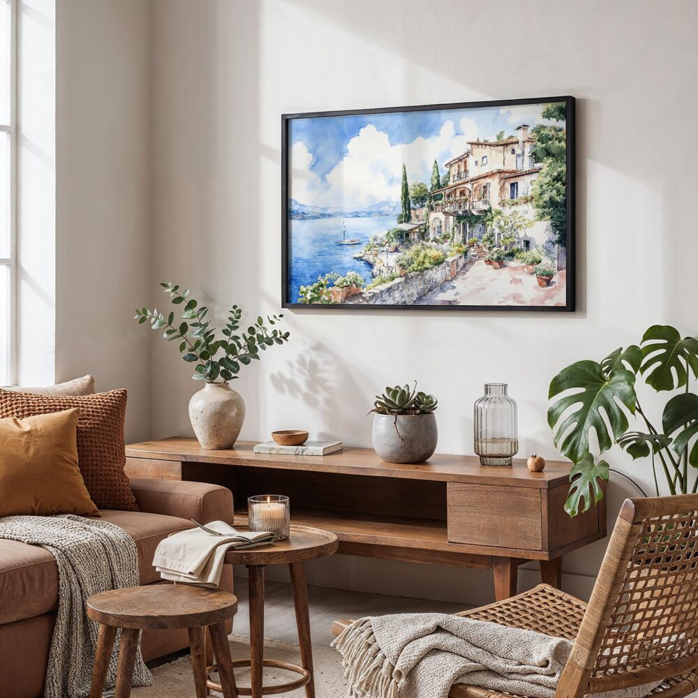 02 - 02 - House by Lake Garda Watercolor - Horizontal Art - Digital Download - Boho Living Room.jpg 02 - 02 - House by Lake Garda Watercolor - Horizontal Art - Digital Download - Boho Living Room.jpg