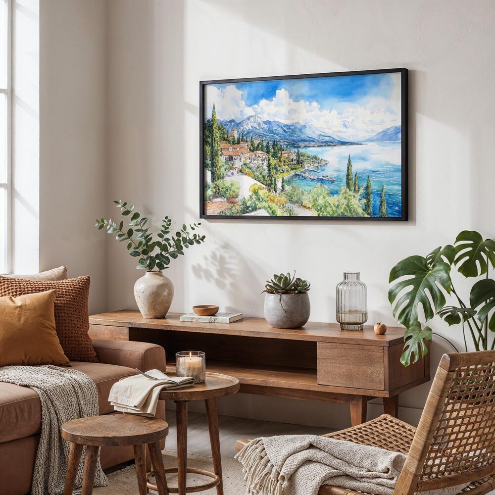 02 - 02 - Lake Garda in Italy Watercolor - Horizontal Art - Digital Download - Boho Living Room.jpg 02 - 02 - Lake Garda in Italy Watercolor - Horizontal Art - Digital Download - Boho Living Room.jpg