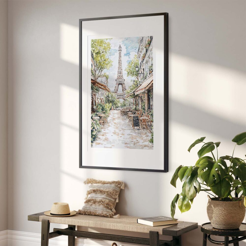 02 - 02 - Paris Cafe street scene with eiffel tower Watercolor@2x Art - Digital Download - Hallway.jpg 02 - 02 - Paris Cafe street scene with eiffel tower Watercolor@2x Art - Digital Download - Hallway.jpg