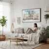 02 - 04 - Framed Notre Dame Watercolor - Horizontal Canvas Print - Scandi Living Room.jpg