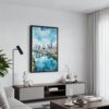 02 - Black Framed Austin Texas Watercolor Canvas Print - Contemporary Living Room - Vertical.jpg