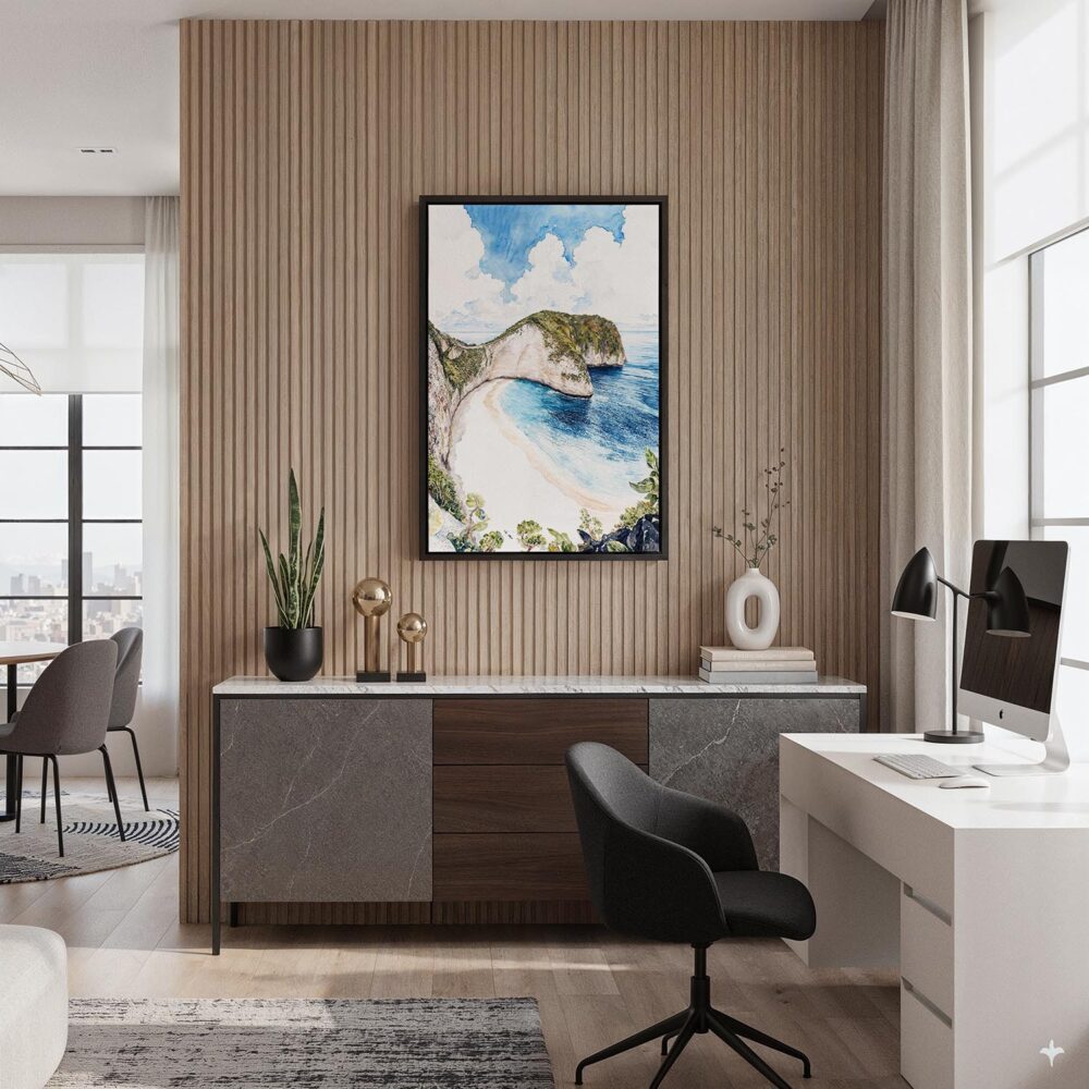 02 - Black Framed Bali Nusa Penida Watercolor Canvas Print - Home Office - Vertical.jpg 02 - Black Framed Bali Nusa Penida Watercolor Canvas Print - Home Office - Vertical.jpg