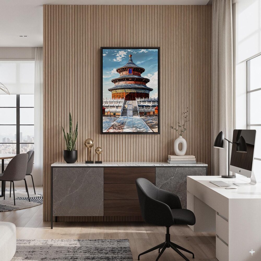 02 - Black Framed Beijing Forbidden City Watercolor Canvas Print - Home Office - Vertical.jpg 02 - Black Framed Beijing Forbidden City Watercolor Canvas Print - Home Office - Vertical.jpg
