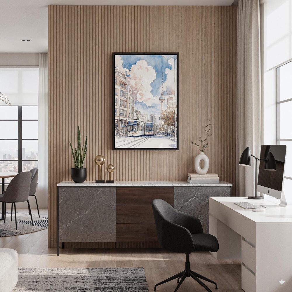 02 - Black Framed Berlin Watercolor Canvas Print - Home Office - Vertical.jpg 02 - Black Framed Berlin Watercolor Canvas Print - Home Office - Vertical.jpg