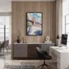 02 - Black Framed Brooklyn Bridge - Watercolor Canvas Print - Home Office - Vertical.jpg