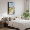 02 - Black Framed Cape Cod Nobska Watercolor Canvas Print - Bedroom - Vertical.jpg