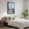 02 - Black Framed Chicago Willis Tower Watercolor Canvas Print - Bedroom - Vertical.jpg