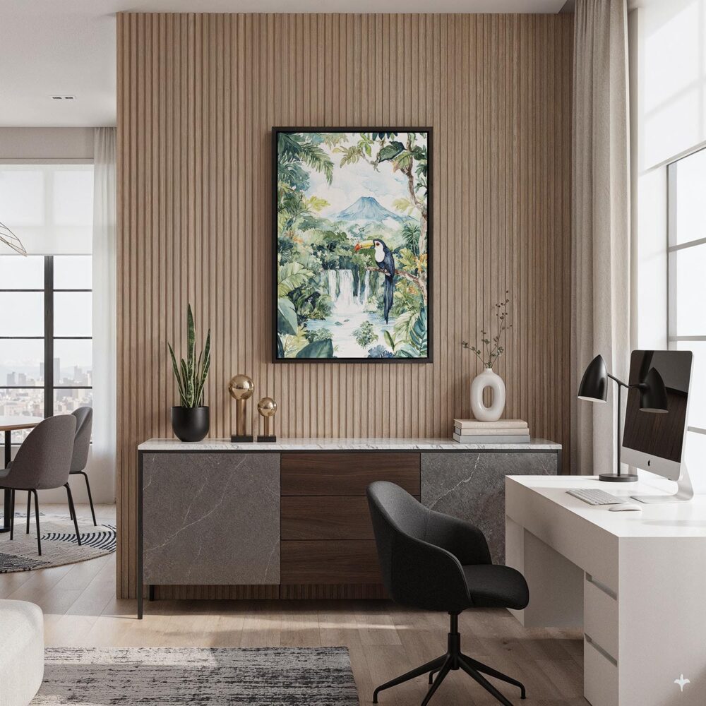 02 - Black Framed Costa Rica Arenal Vulcano Watercolor Canvas Print - Home Office - Vertical.jpg 02 - Black Framed Costa Rica Arenal Vulcano Watercolor Canvas Print - Home Office - Vertical.jpg