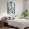 02 - Black Framed Dallas Texas Watercolor Canvas Print - Bedroom - Vertical.jpg
