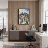 02 - Black Framed Denver Colorado Skyline Watercolor Canvas Print - Home Office - Vertical.jpg