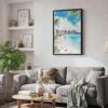 02 - Black Framed Hawaii - Honolulu - Watercolor Canvas Print - Skandinavian Living Room - Vertical.jpg