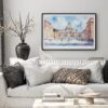02 - Black Framed Italy Vatican Watercolor - Horizontal Art Print in Scandi Living Room Above Couch.jpg