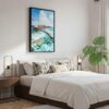 02 - Black Framed Maldives Watercolor Canvas Print - Bedroom - Vertical.jpg