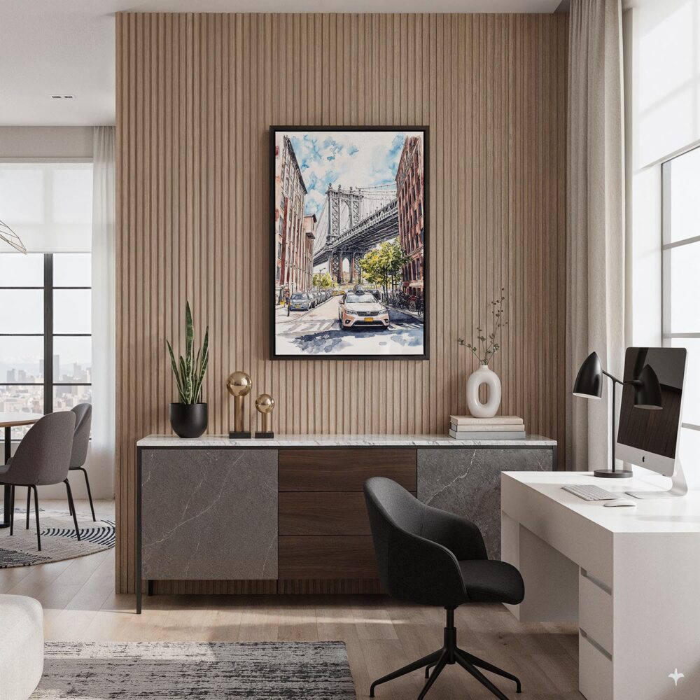 02 - Black Framed Manhattan bridge - Watercolor Canvas Print - Home Office - Vertical.jpg 02 - Black Framed Manhattan bridge - Watercolor Canvas Print - Home Office - Vertical.jpg