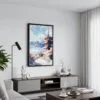 02 - Black Framed Mount Fuji and Pagoda Watercolor Canvas Print - Contemporary Living Room - Vertical.jpg