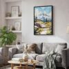 02 - Black Framed Mount Rainier - Watercolor Canvas Print - Skandinavian Living Room - Vertical.jpg