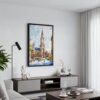 02 - Black Framed Munich Marienplatz Watercolor Canvas Print - Contemporary Living Room - Vertical.jpg