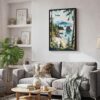 02 - Black Framed Olympic National Park Watercolor Canvas Print - Skandinavian Living Room - Vertical.jpg