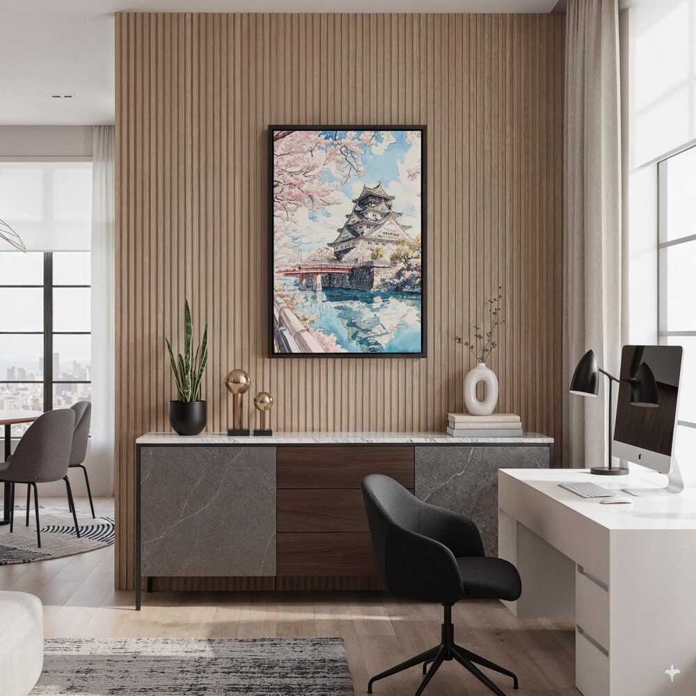 02 - Black Framed Osaka Japan - Watercolor Canvas Print - Home Office - Vertical.jpg 02 - Black Framed Osaka Japan - Watercolor Canvas Print - Home Office - Vertical.jpg