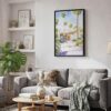 02 - Black Framed Palm Springs California Watercolor Canvas Print - Skandinavian Living Room - Vertical.jpg