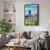 02 - Black Framed Perth Australia Watercolor Canvas Print - Skandinavian Living Room - Vertical.jpg