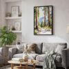 02 - Black Framed Sequoia National Park Watercolor Canvas Print - Skandinavian Living Room - Vertical.jpg