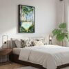 02 - Black Framed Streets Beach Watercolor Canvas Print - Bedroom - Vertical.jpg