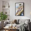 02 - Black Framed Torrey Pines San Diego Watercolor Canvas Print - Skandinavian Living Room - Vertical.jpg