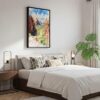 02 - Black Framed Zion Canyon Watercolor Canvas Print - Bedroom - Vertical.jpg