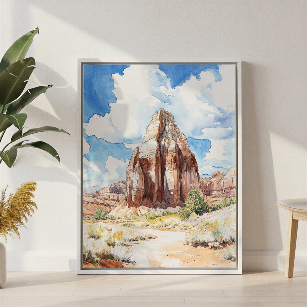 02 - Canyonlands Watercolor 2 Canvas Print with White Floater Frame - Standing on Floor - Vertical.jpg 02 - Canyonlands Watercolor 2 Canvas Print with White Floater Frame - Standing on Floor - Vertical.jpg