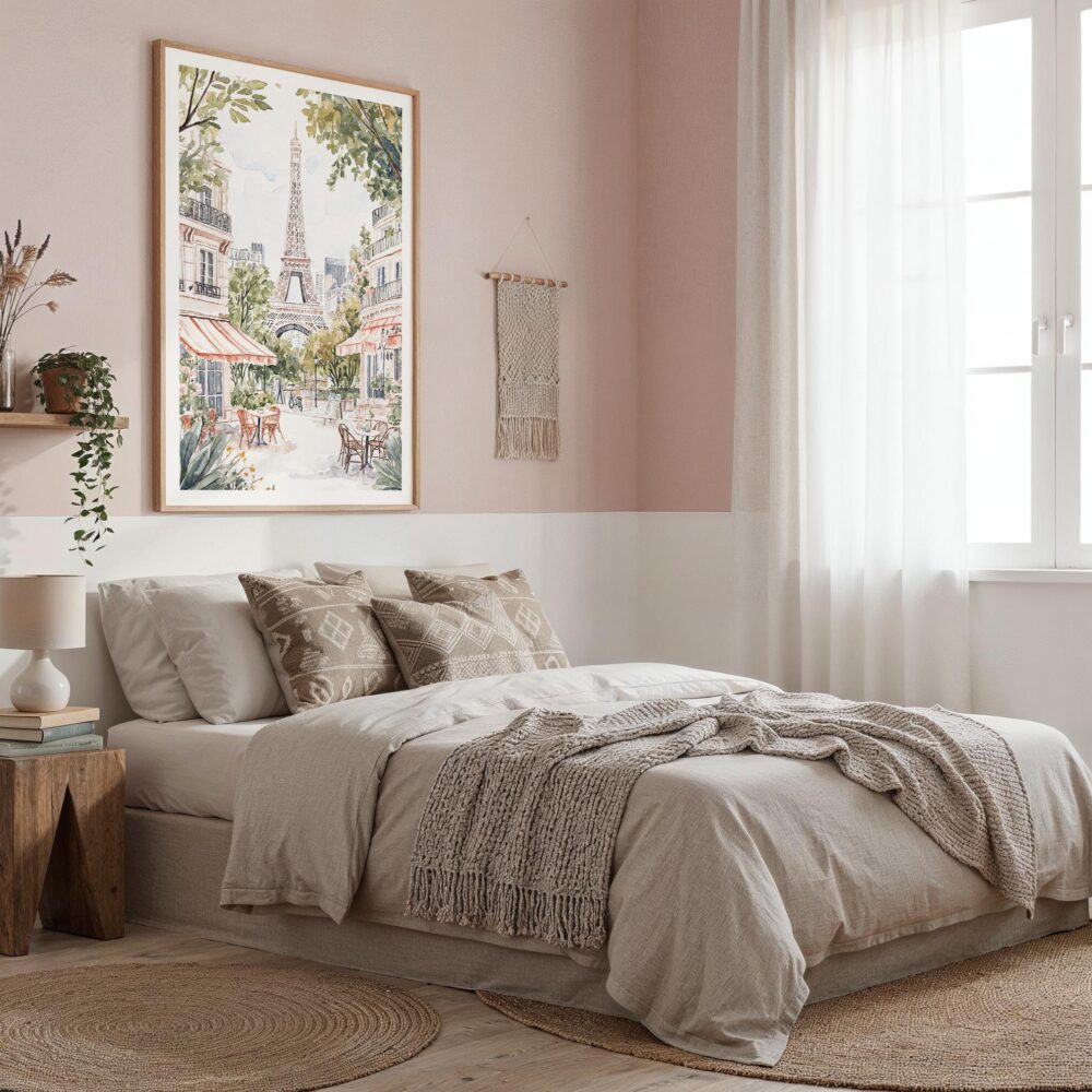 02 - Cozy Paris Cafe Streetscene with Eiffel Tower Watercolor@2x Art Print in Boho Living Room - Vertical.jpg 02 - Cozy Paris Cafe Streetscene with Eiffel Tower Watercolor@2x Art Print in Boho Living Room - Vertical.jpg