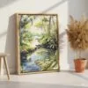 02 - Floride Everglades Watercolor 2 Canvas Print with Natural Floater Frame - Standing on Floor - Vertical.jpg