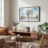 02 - Framed Arc De Triomphe Watercolor - Horizontal Art Print in Boho Living Room.jpg