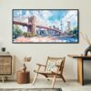 02 - Framed Brooklyn Bridge Watercolor Panorama Canvas Print - Boho Chair.jpg
