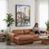 02 - Framed Bruges Belgium Watercolor Canvas Print - Woman Knitting on leather couch - Vertical.jpg