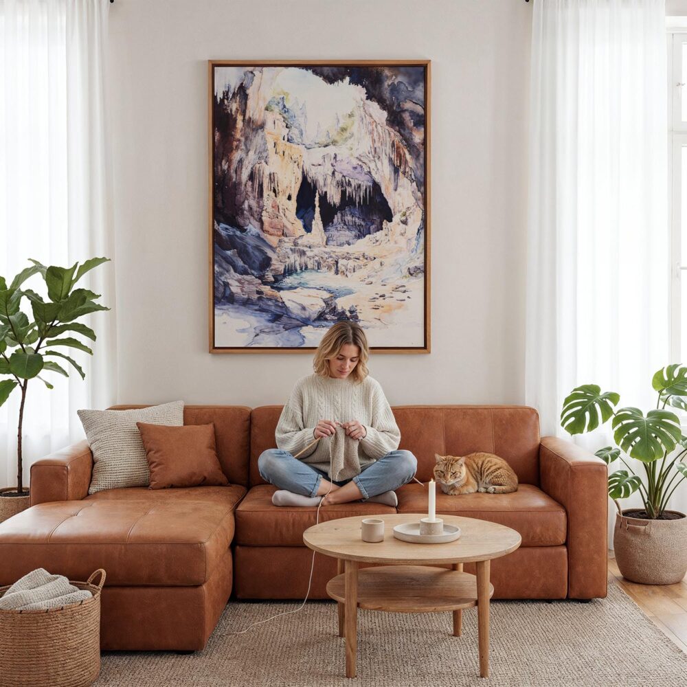 02 - Framed Carlsbad Caverns National Park Watercolor Canvas Print - Woman Knitting - Vertical.jpg 02 - Framed Carlsbad Caverns National Park Watercolor Canvas Print - Woman Knitting - Vertical.jpg