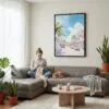 02 - Framed Florida Key West - Watercolor Canvas Print - Woman Knitting on grey couch - Vertical.jpg