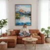 02 - Framed Lake Clark National Park Watercolor Canvas Print - Woman Knitting - Vertical.jpg