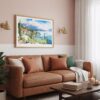 02 - Framed Lake Garda in Italy Watercolor - Horizontal Art Print hanging in Boho Living Room.jpg