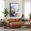 02 - Framed Shenandoah national park watercolor Canvas Print - Woman Knitting on leather couch - Vertical.jpg