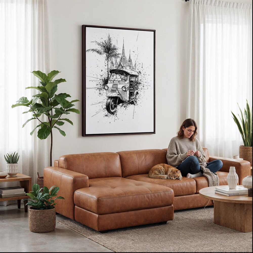 02 - Framed Thailand - Tuk Tuk 1 - Pencil Canvas Print - Woman Knitting on leather couch - Vertical.jpg 02 - Framed Thailand - Tuk Tuk 1 - Pencil Canvas Print - Woman Knitting on leather couch - Vertical.jpg