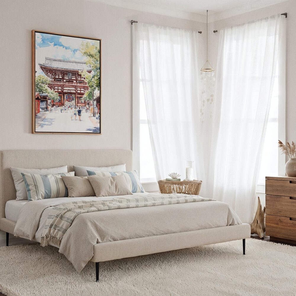 02 - Framed Tokyo Asakusa Watercolor Canvas Print - Coastal Bedroom - Vertical.jpg 02 - Framed Tokyo Asakusa Watercolor Canvas Print - Coastal Bedroom - Vertical.jpg