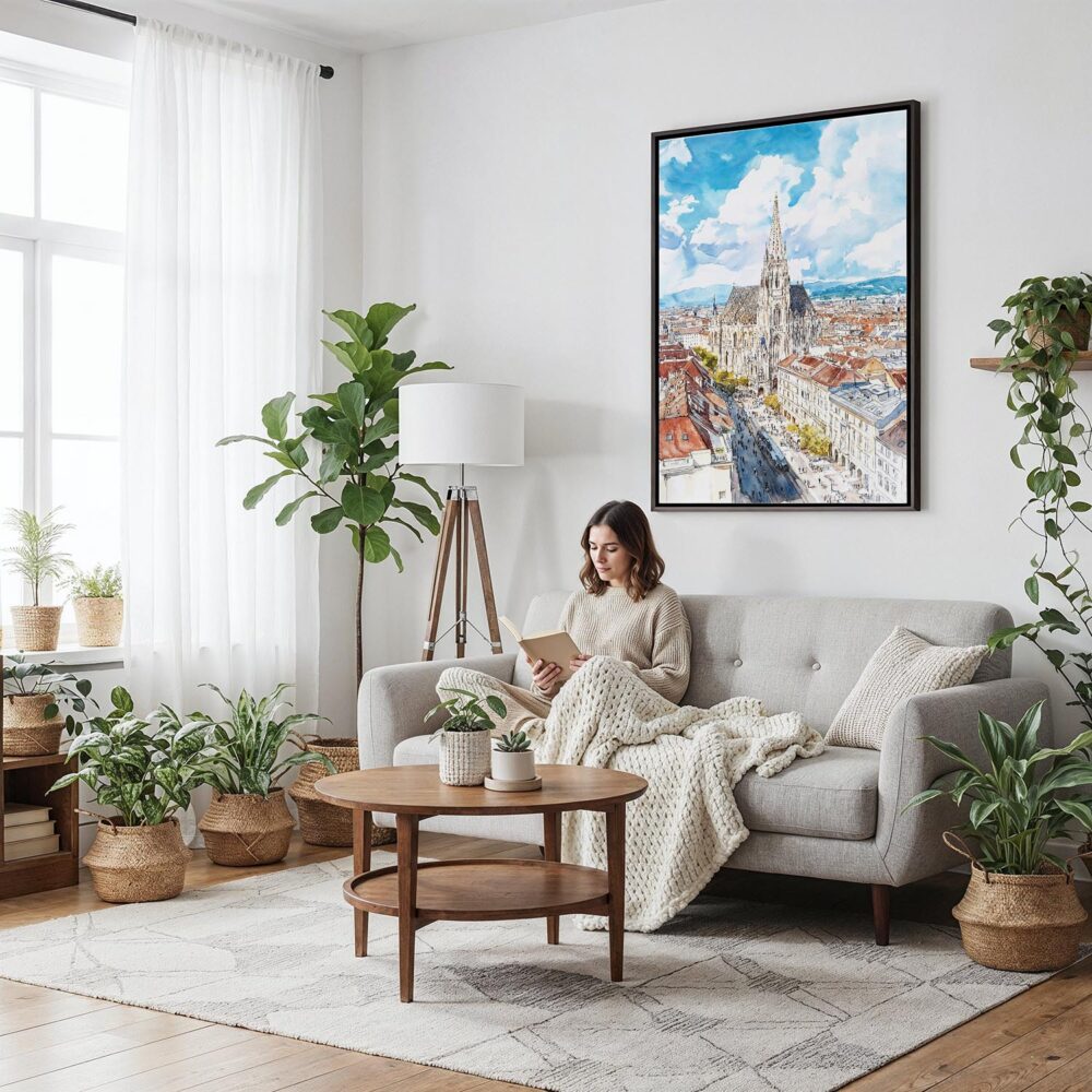 02 - Framed Vienna Watercolor Canvas Print - Woman reading on couch - Vertical.jpg 02 - Framed Vienna Watercolor Canvas Print - Woman reading on couch - Vertical.jpg