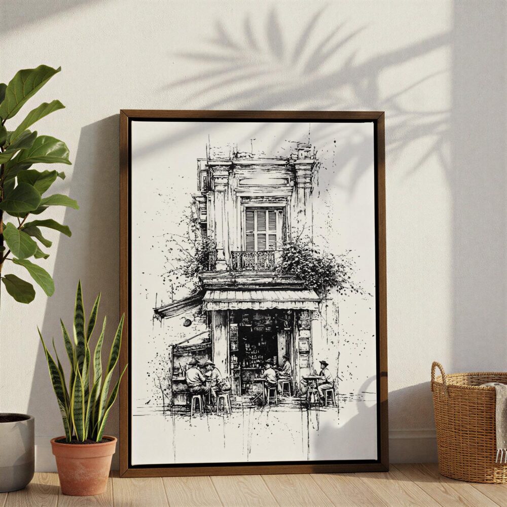 02 - Hanoi Old Quarter - Pencil Art - Vertical Canvas Print with Brown Floater Frame - Standing on Floor - Vertical.jpg 02 - Hanoi Old Quarter - Pencil Art - Vertical Canvas Print with Brown Floater Frame - Standing on Floor - Vertical.jpg