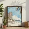 02 - Hawaii - Maui 2 - Watercolor Canvas Print with Brown Floater Frame - Standing on Floor - Vertical.jpg