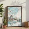 02 - Hiroshima - Watercolor Canvas Print with Brown Floater Frame - Standing on Floor - Vertical.jpg